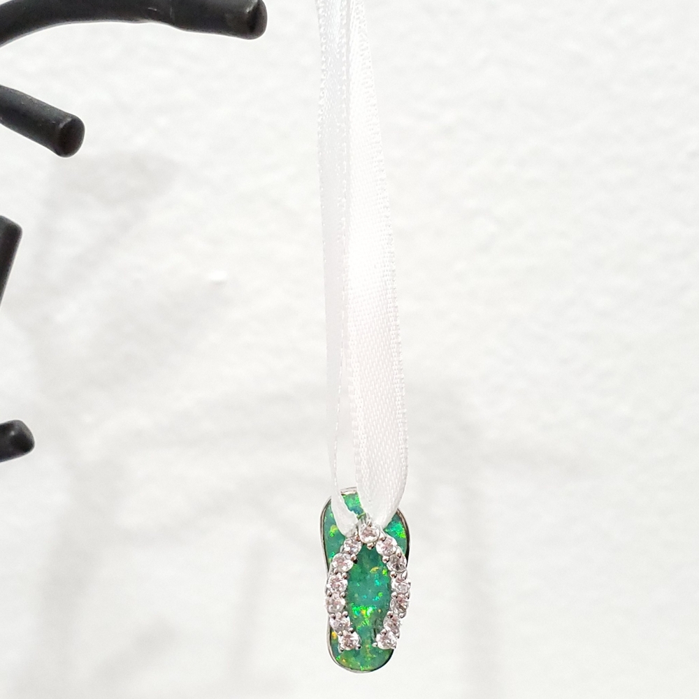 Emerald Green and Silver Sandal Pendant